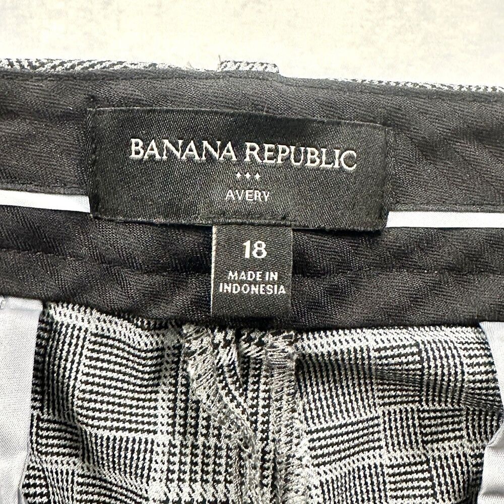 Banana Republic Avery Trouser Dress Pants Womens 18 Gray Plaid Preppy Office - Picture 6 of 12